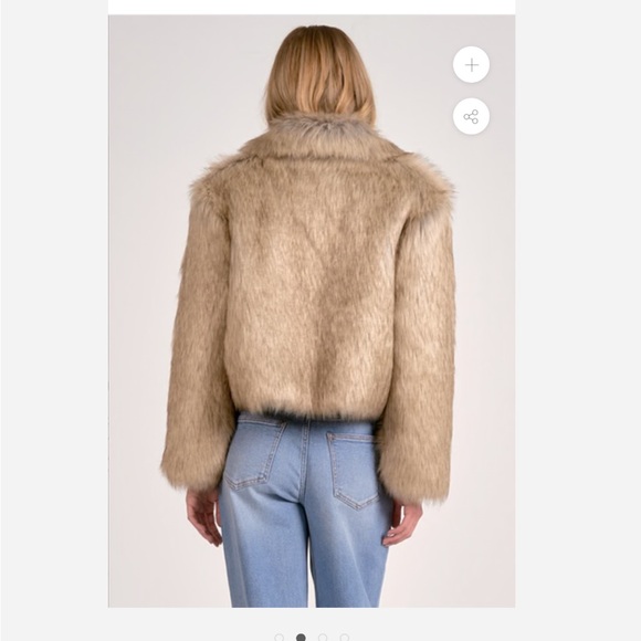 NWT! Elan Beige Cropped Fur Jacket MSRP $189 - Picture 3 of 5